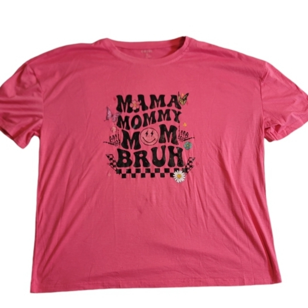 Mama Mommy Mom Bruh Graphic T Shirt Women's XL Pink